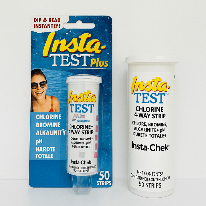 Insta-Test Plus Chlorine 4-Way Test Strips for Luxury Spa Starter Kit, 50 strips for accurate water testing