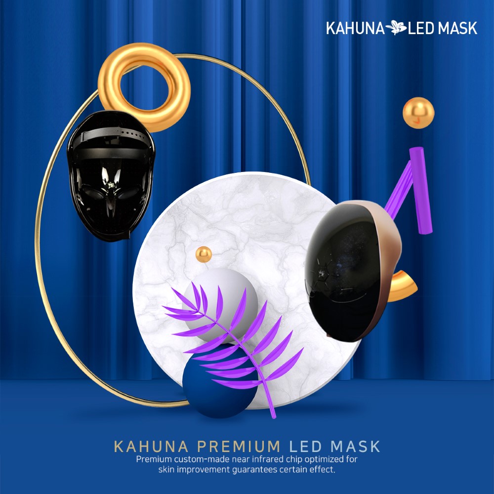 Kahuna premium NIR therapy face mask designed for skin improvement with custom infrared chip technology