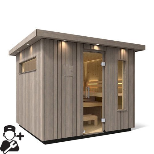 KOHLER C2 Outdoor Sauna in Weathered Grey Spruce - My Luxury Home Spa