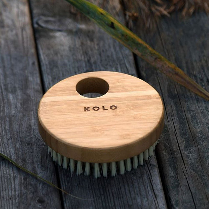 KOLO bamboo body brush with natural bristles for exfoliating and skin care