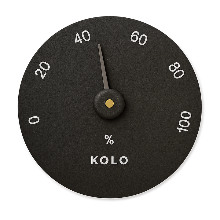 KOLO hygrometer for sauna displaying humidity levels from 0 to 100 percent