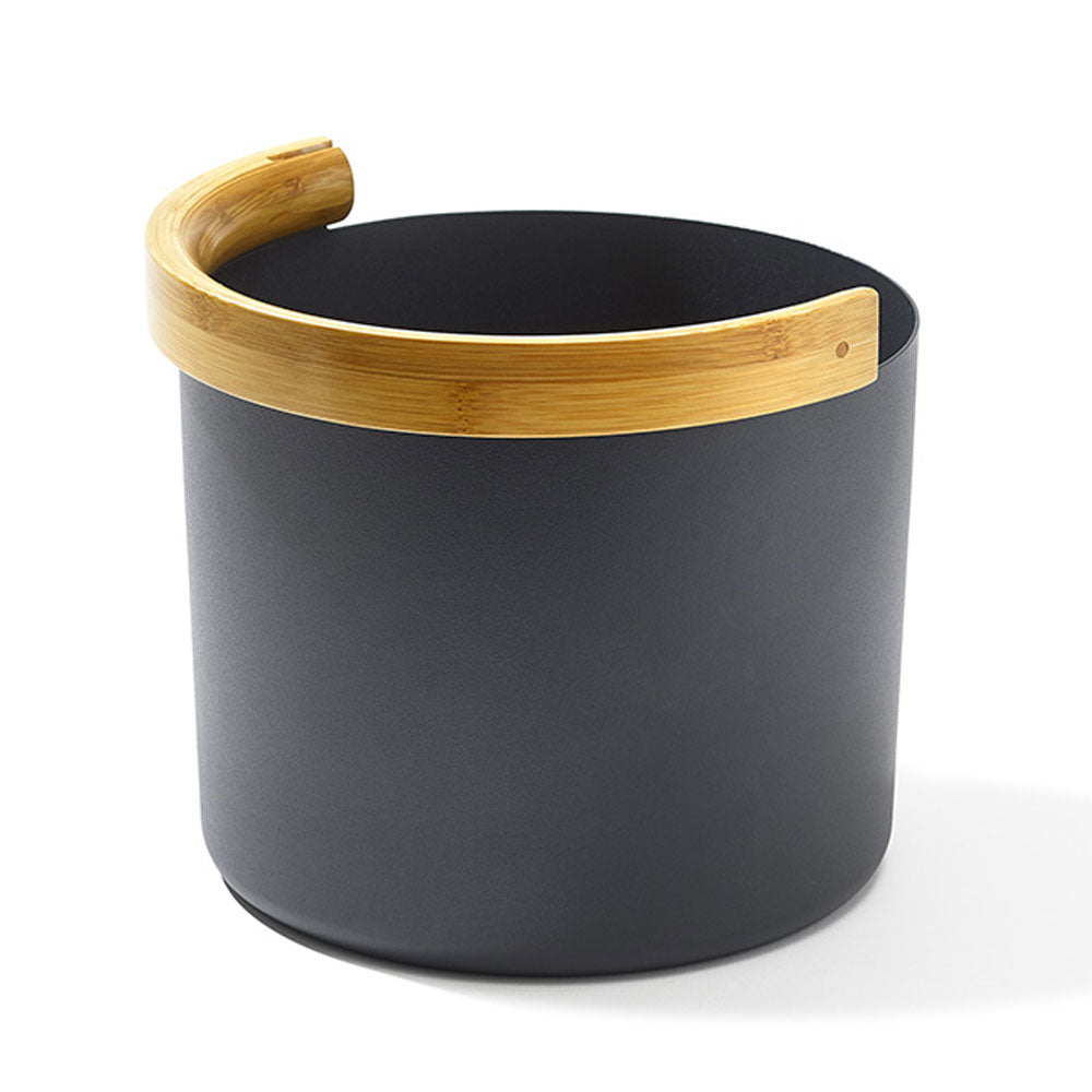 KOLO sauna bucket with a sleek black design and bamboo handle for a modern touch