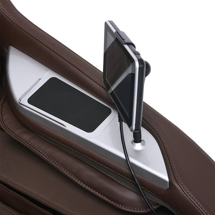 Kyota Joubu M880 massage chair with integrated smartphone holder for convenience and relaxation