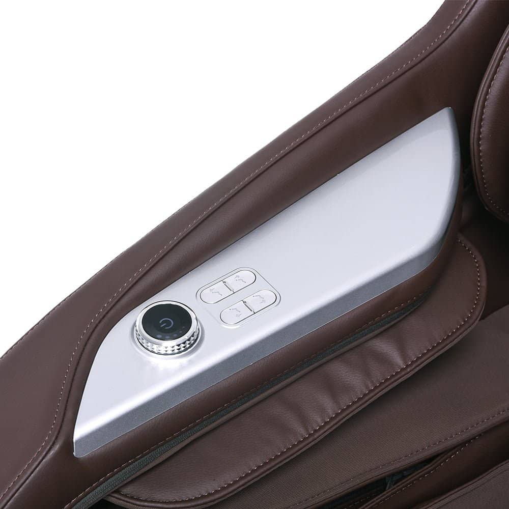 Control panel of the Kyota Joubu M880 massage chair with sleek design and user-friendly buttons