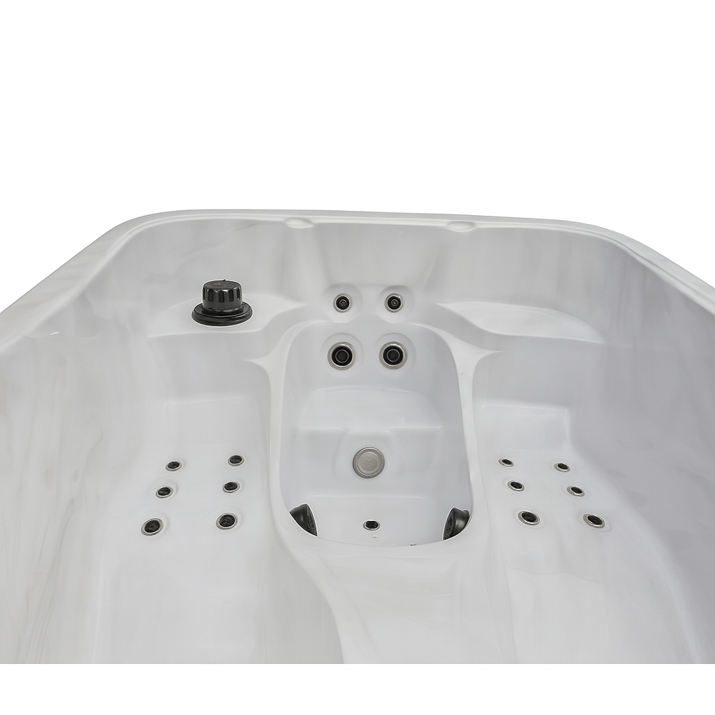 Interior view of Largo Studio Series hot tub featuring massage jets and sleek design