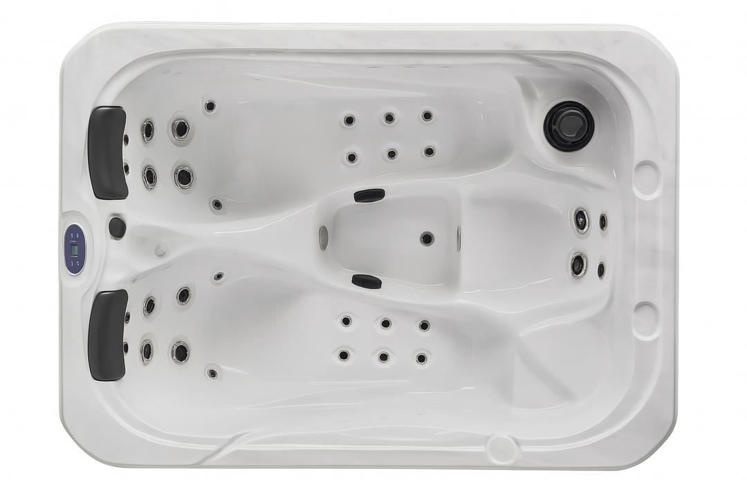 Largo Studio Series hot tub by Luxury Spa with multiple jets and ergonomic seating in white