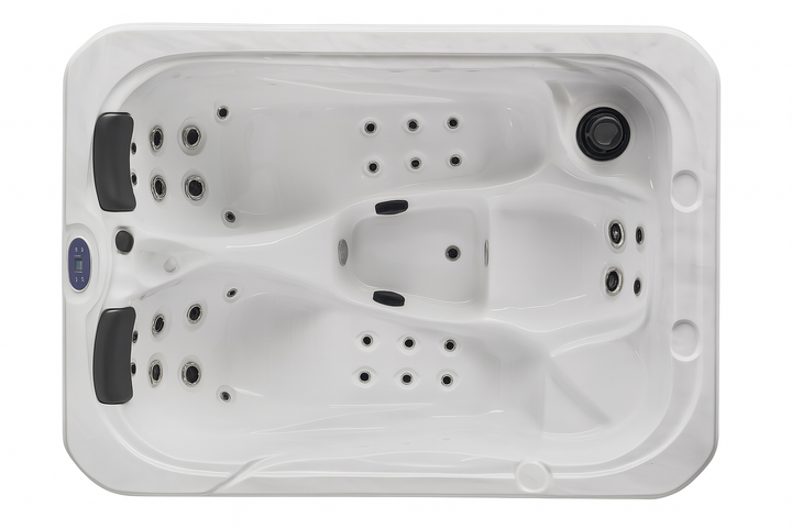 Largo Studio Series hot tub by Luxury Spa with multiple jets and ergonomic seating in white
