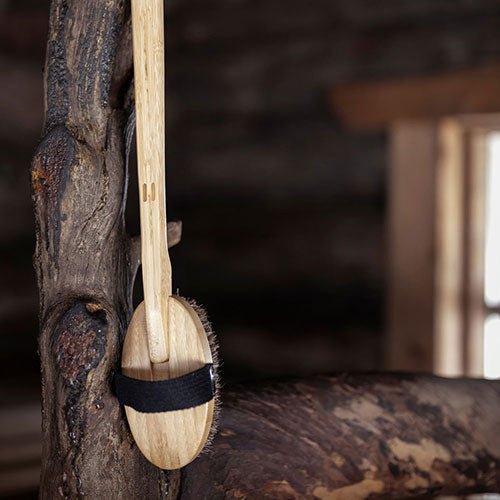 Rento luxury bath brush for home spa with a wooden handle and soft bristles for gentle exfoliation