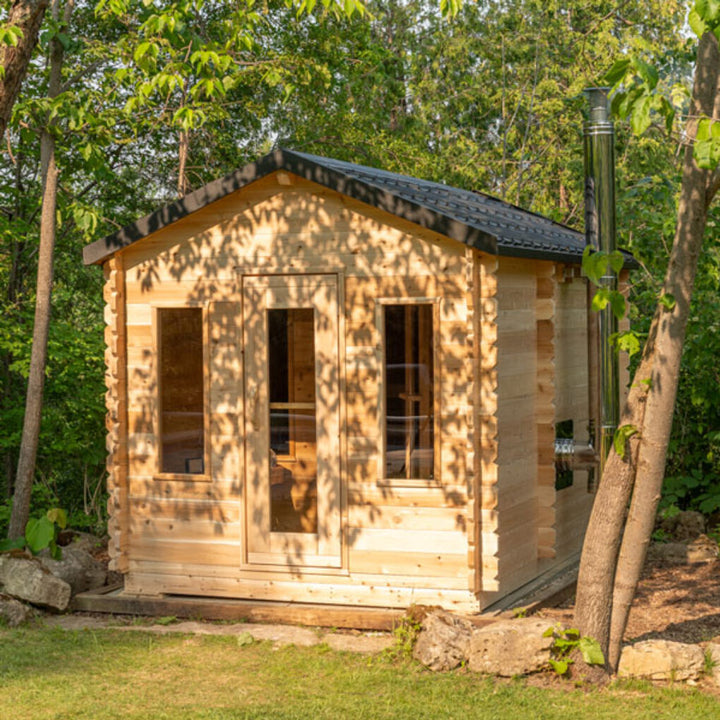 Leisurecraft traditional sauna luxury cabin sauna made of natural wood in a forest setting