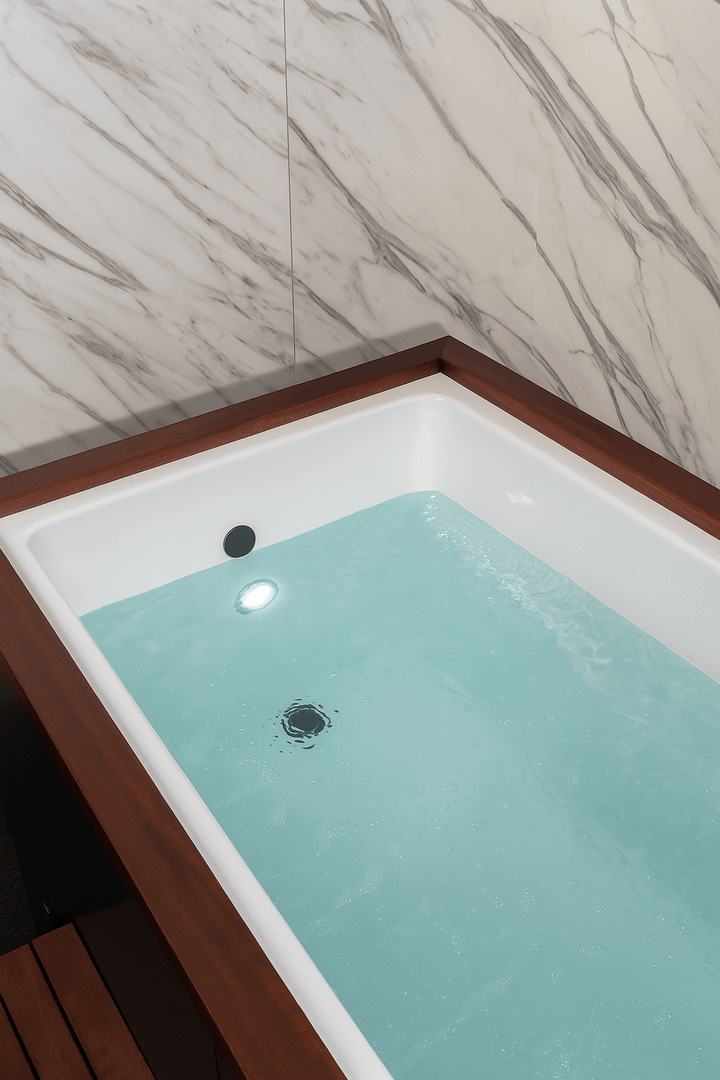 Luxury cold plunge tub with a sleek design and serene water suitable for relaxation and recovery