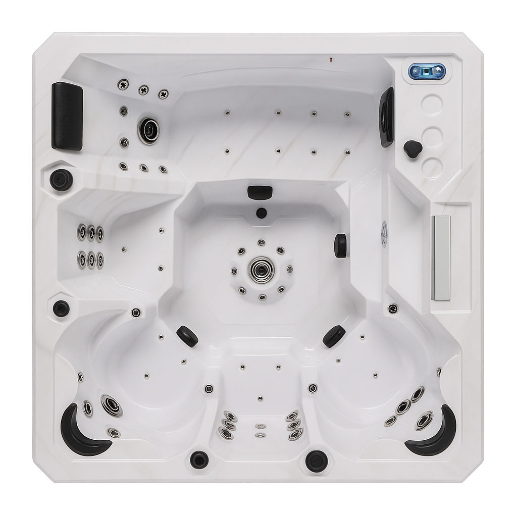 Luxury home hot tub by Luxury Spa with multiple jets, ergonomic seating, and digital controls