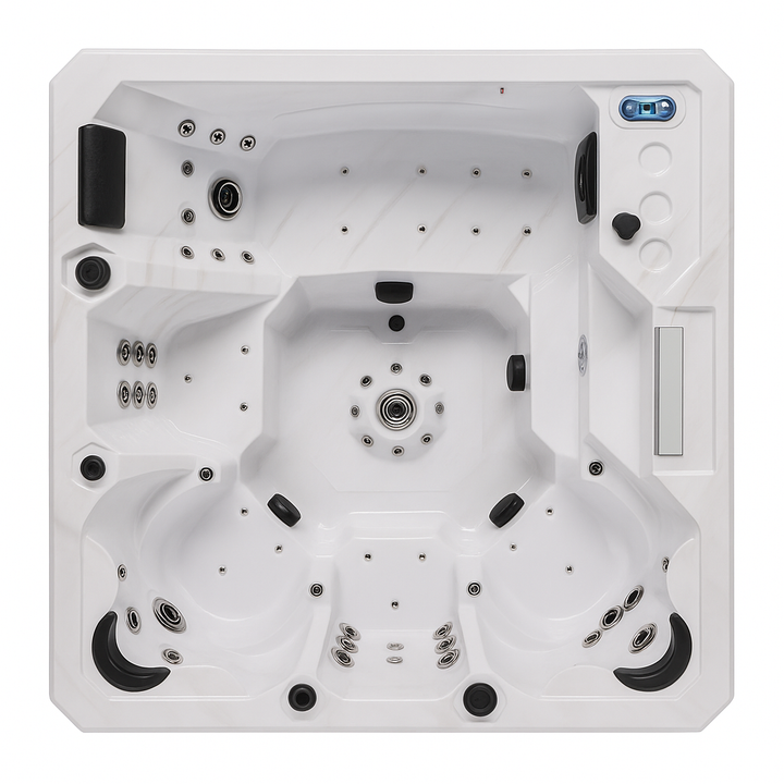 Luxury home hot tub by Luxury Spa with multiple jets, ergonomic seating, and digital controls