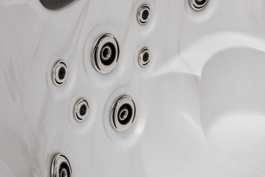 Close-up of Luxury hot tub jets showcasing sleek design and premium features for ultimate relaxation