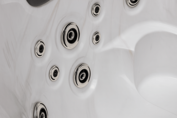 Close-up of Luxury hot tub jets showcasing sleek design and premium features for ultimate relaxation