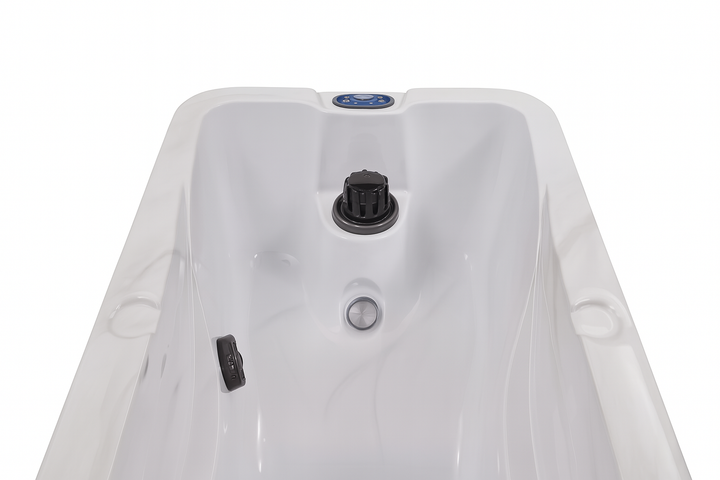 Luxury hot tub for home by Luxury Spa with ergonomic white design and built-in controls