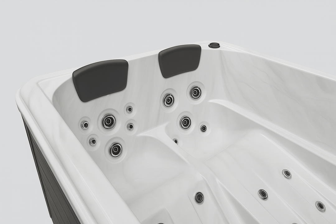 Luxury hot tub with ergonomic headrests and multiple adjustable jets for ultimate relaxation