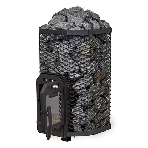 Cozy Heat luxury sauna stove with protective mesh design and included sauna stones
