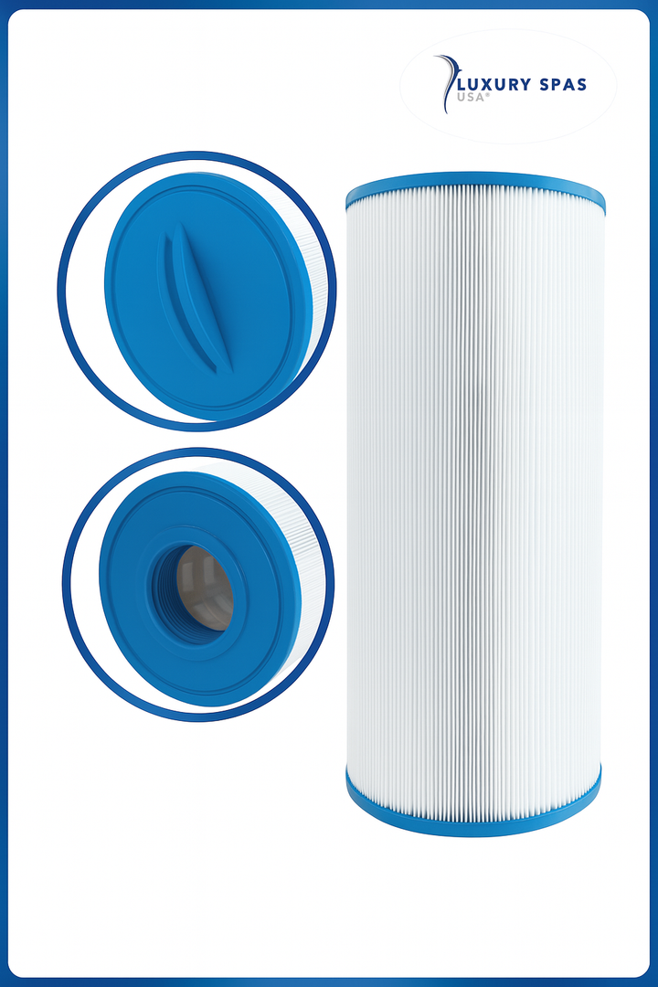 Luxury spa hot tub filter white pleated cartridge with blue seal and end caps accessory