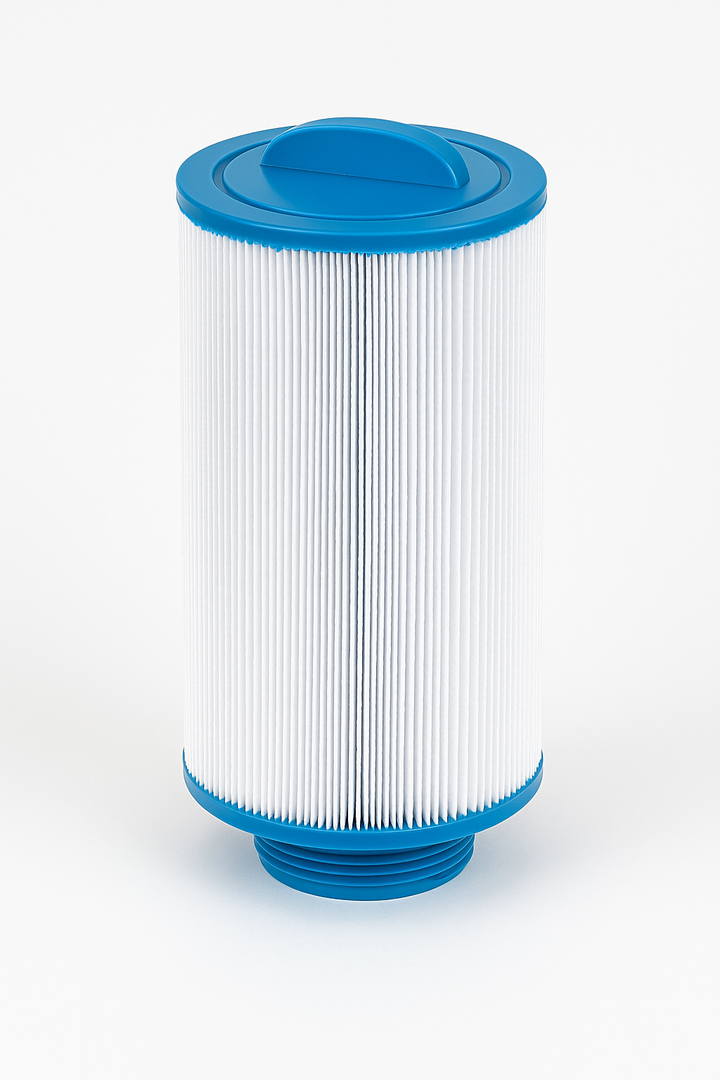 Luxury spa hot tub filter with blue end caps and pleated white filter material accessory