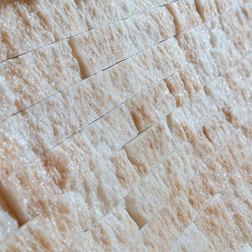 Close-up texture of SunRay luxury two-person sauna wall panels with a natural stone finish
