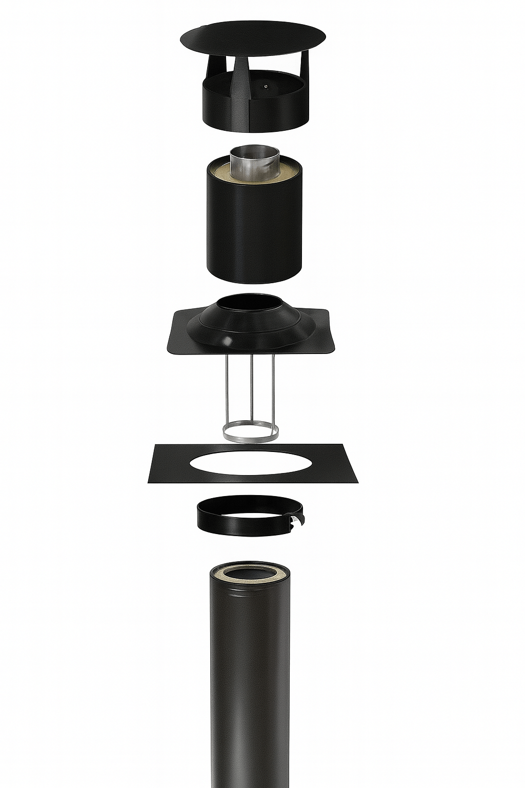 Narvi black heat resistant chimney kit parts for safe and efficient chimney installation