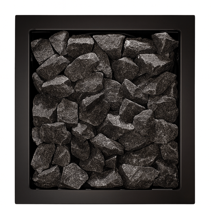 Narvi Kaamos 20 wood sauna stove with dark stones for efficient heating and a traditional sauna experience