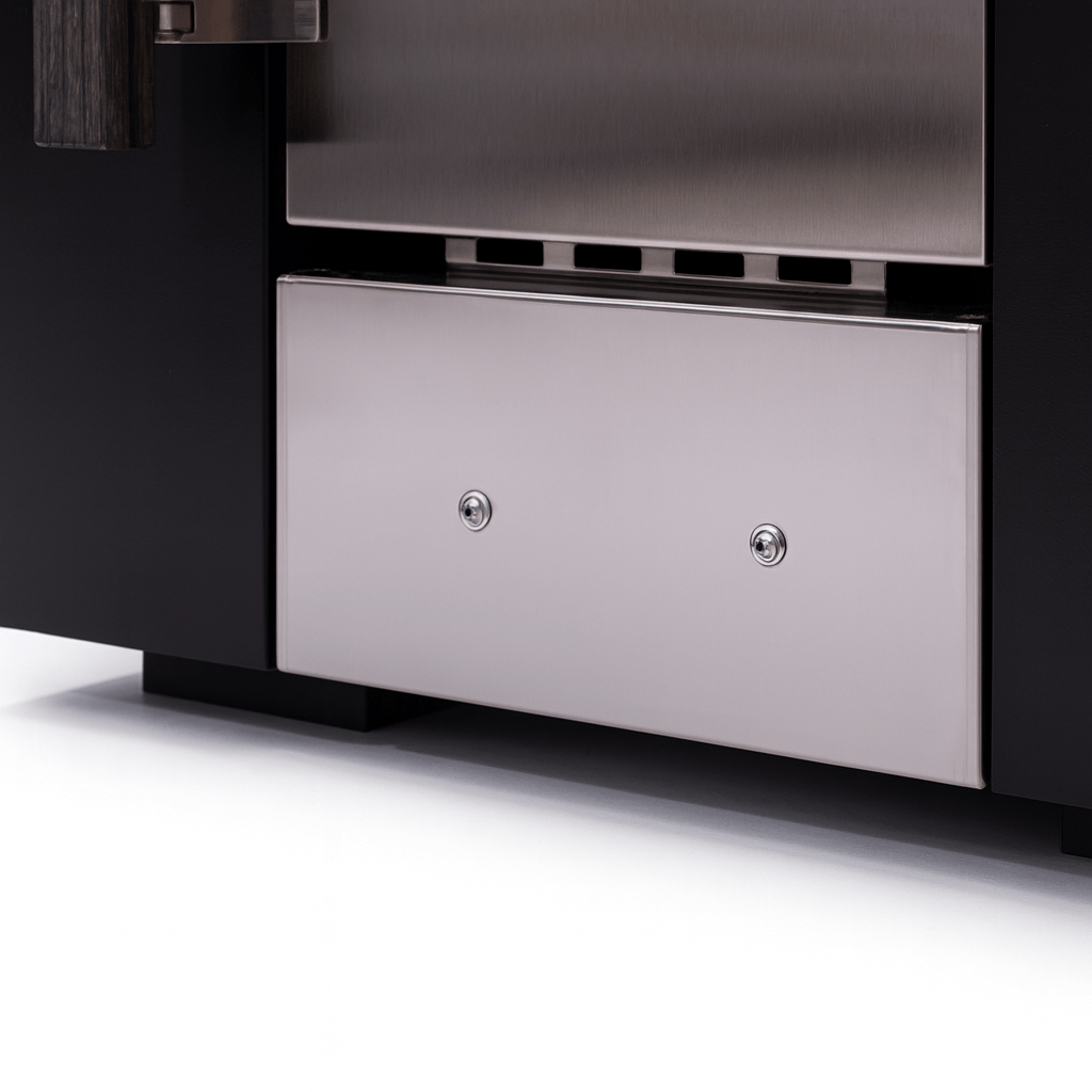 Narvi Kuru wood-burning sauna stove with stainless steel finish and easy access door for traditional sauna experience