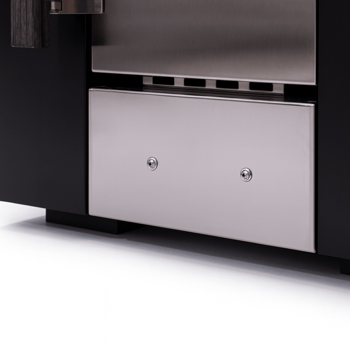 Narvi Kuru wood-burning sauna stove with stainless steel finish and easy access door for traditional sauna experience