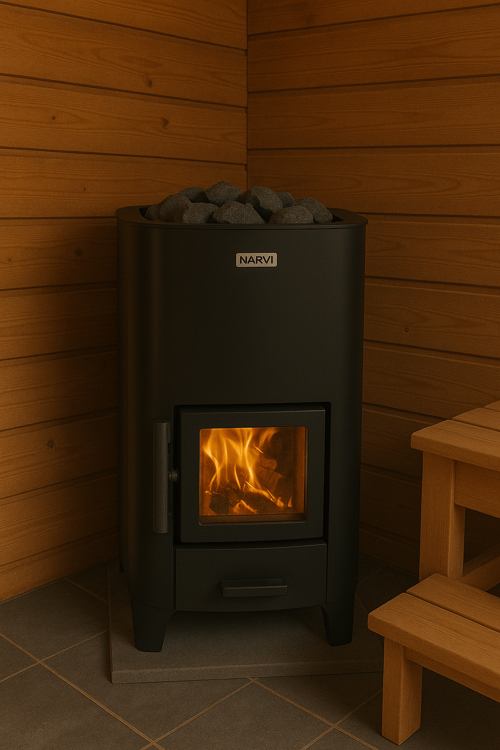 Narvi NC Black Wood - Burning Sauna Stoves - My Luxury Home Spa