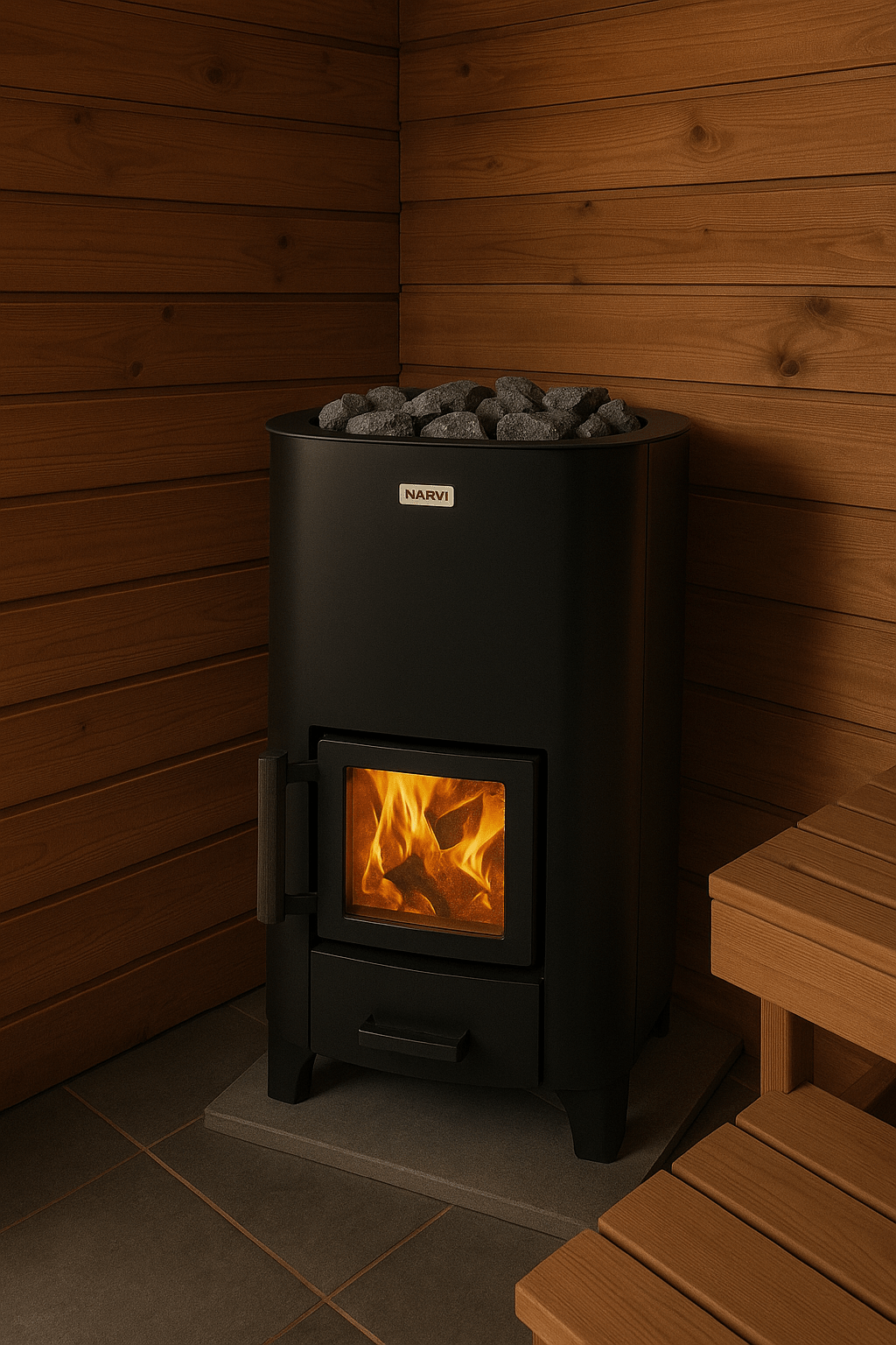 Narvi NC Black Wood - Burning Sauna Stoves - My Luxury Home Spa
