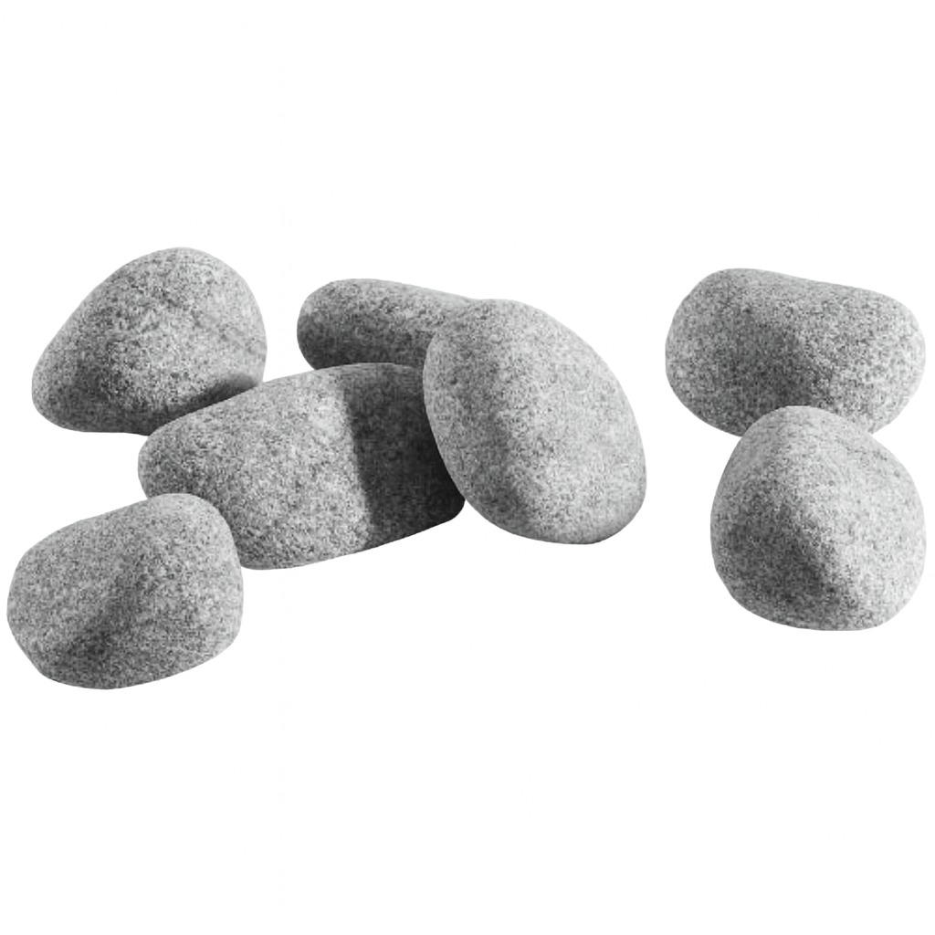 Narvi round sauna stones in a natural gray color for enhancing sauna experiences