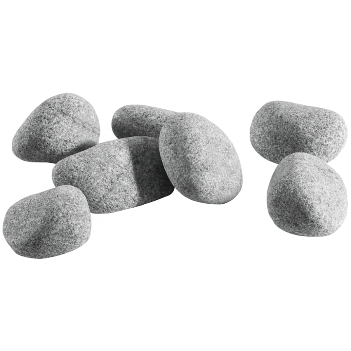 Narvi round sauna stones in a natural gray color for enhancing sauna experiences