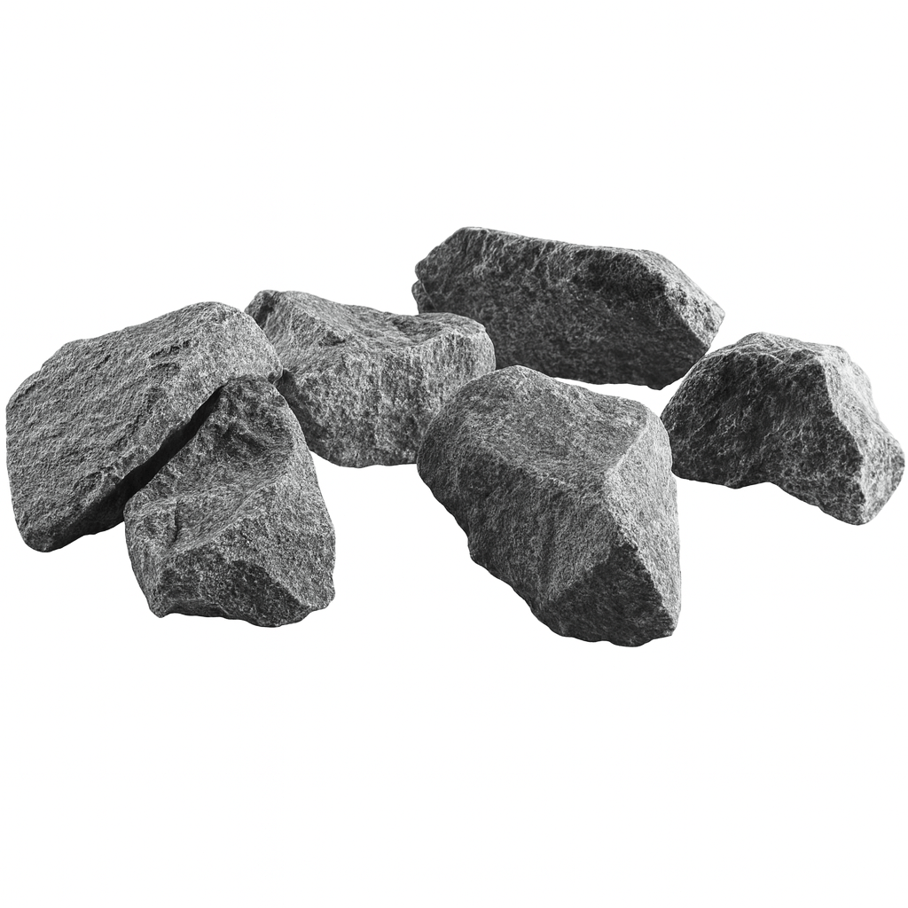Narvi split-face sauna stones 44 lb in various natural shapes for optimal sauna heating
