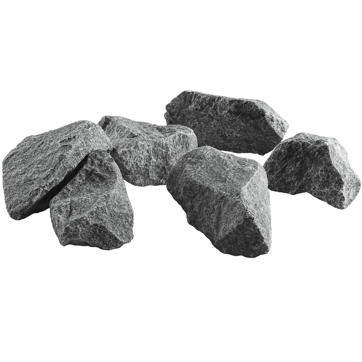 Narvi split-face sauna stones 44 lb in various natural shapes for optimal sauna heating