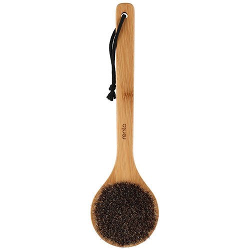 Rento Natural Bath Brush for Sauna with a Bamboo Handle and Soft Bristles for Gentle Exfoliation