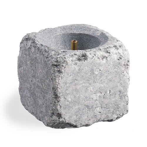 Hukka Finnish sauna soapstone accessory cube with hollowed top and brass aroma nozzle for sauna