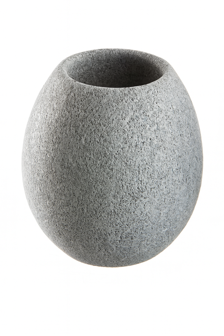 Hukka soapstone sauna cup smooth egg shaped gray stone cup for holding water in the sauna