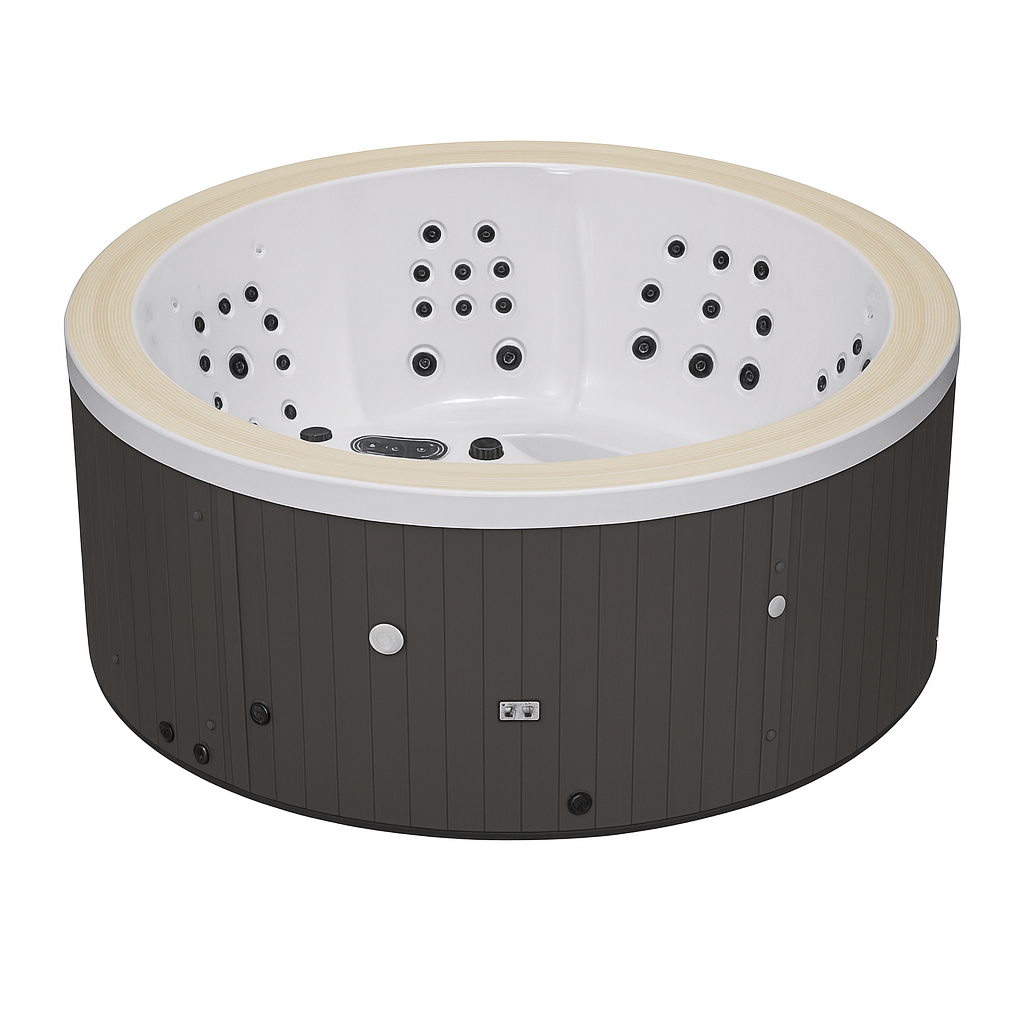 Oscar Studio Series hot tub with a round design and multiple jets for relaxation and comfort
