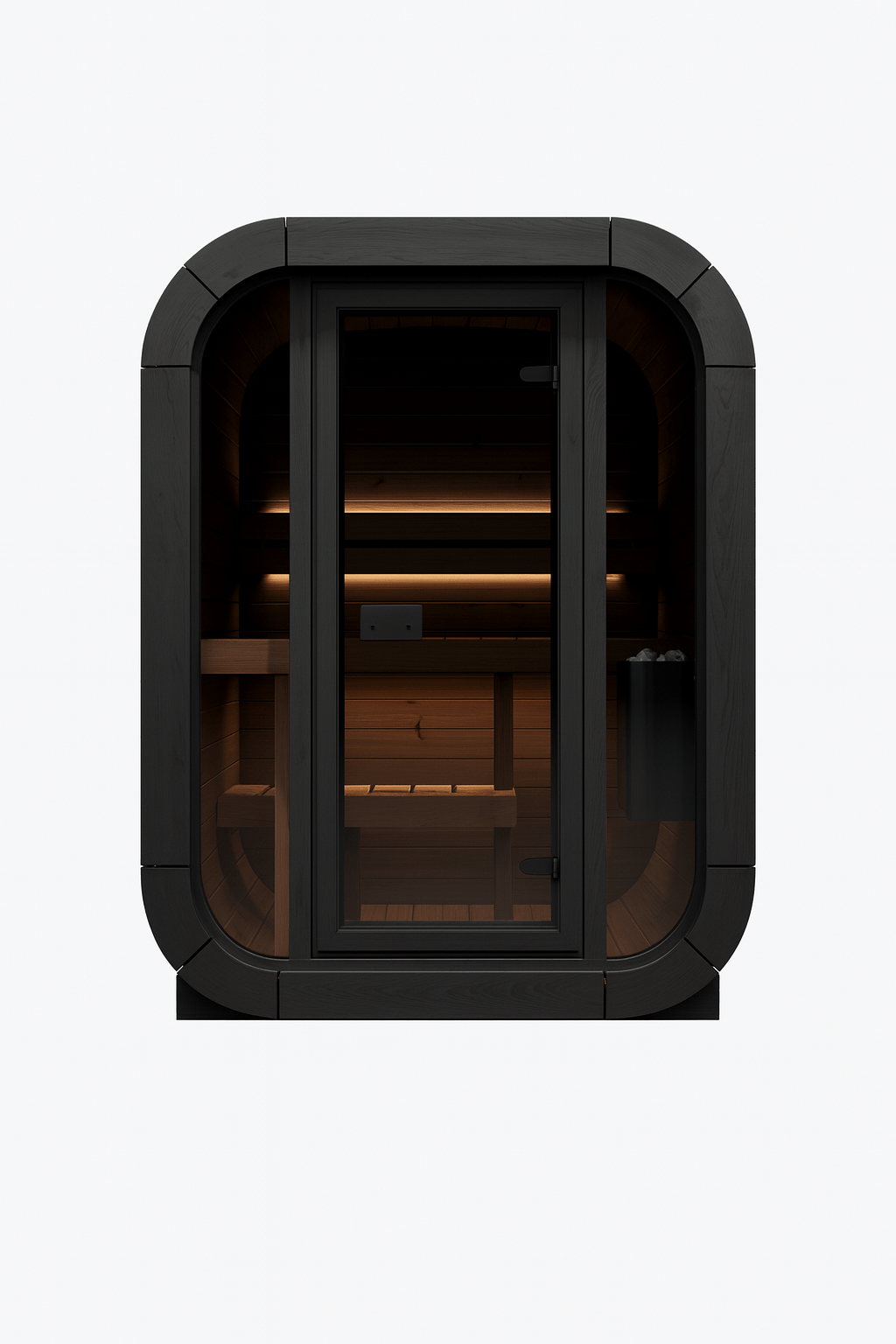 Modern outdoor home sauna kit by SaunaLife with sleek design and glass door for relaxing experiences