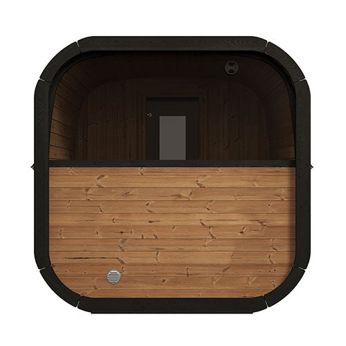My Luxury Home Spa traditional outdoor home sauna suite with wooden exterior and rounded black frame