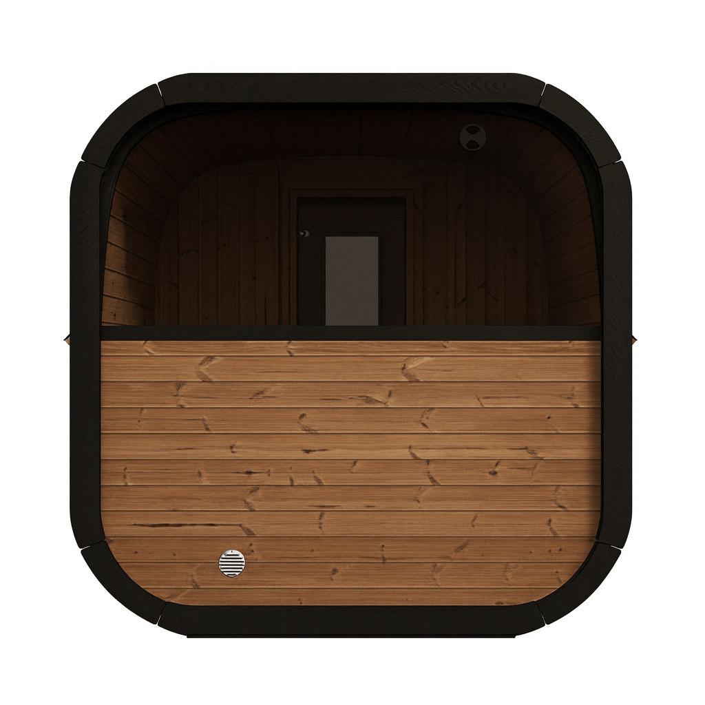 My Luxury Home Spa outdoor home sauna suite with natural wood finish and spacious interior design