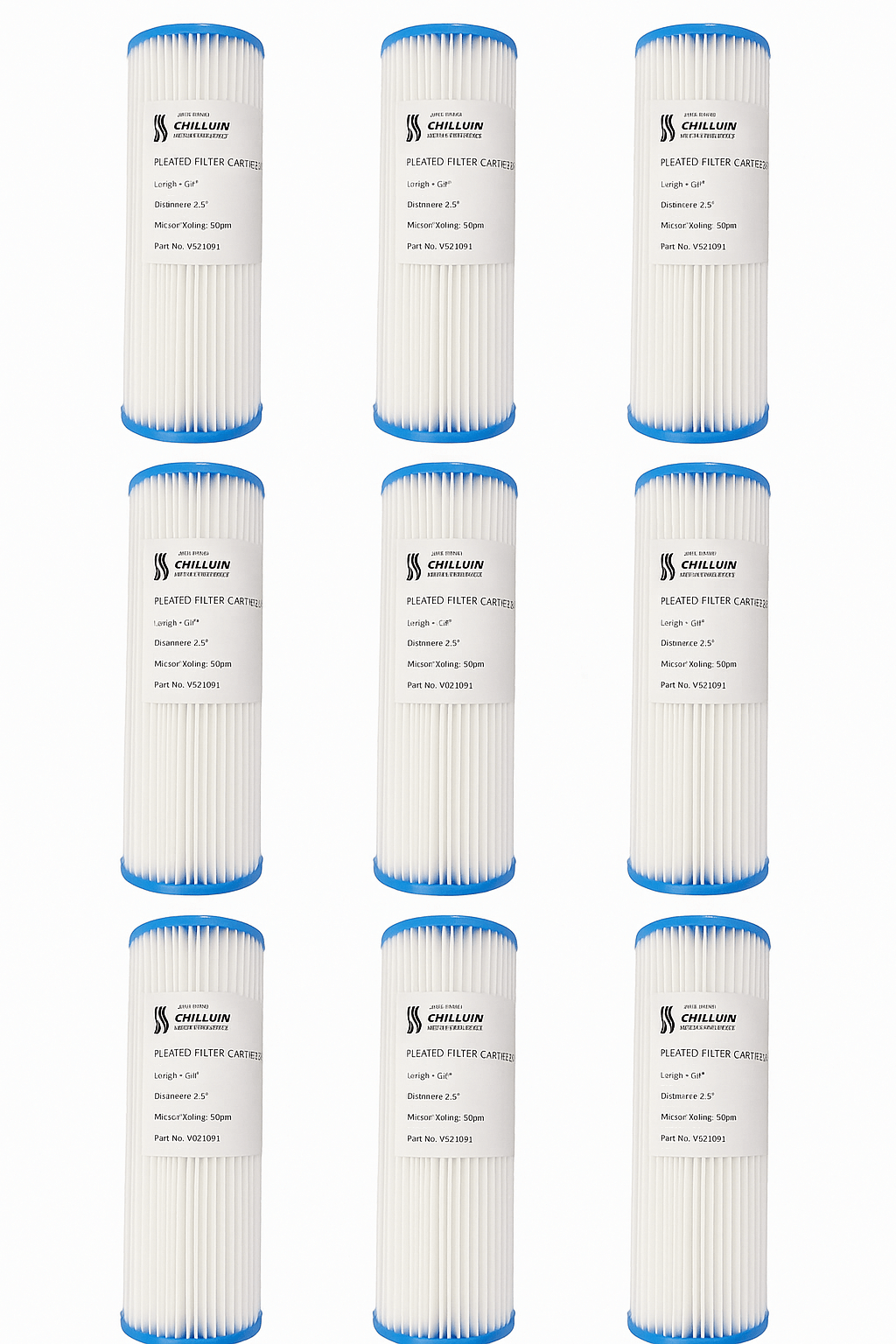 Set of 10 Penguin Chillers filter cartridges for efficient water filtration and cooling