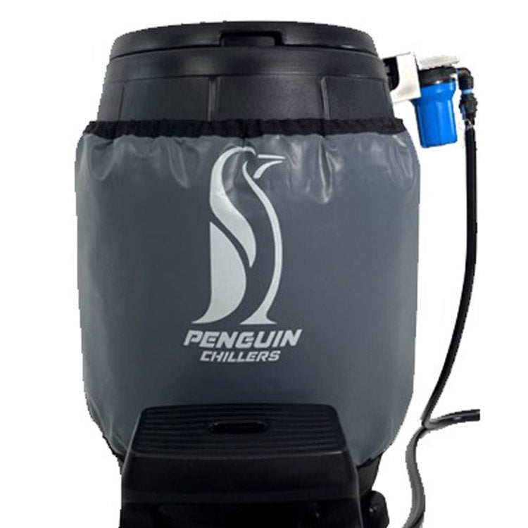 Penguin Chillers Insulated Barrel Wrap designed to keep beverages cold for outdoor events