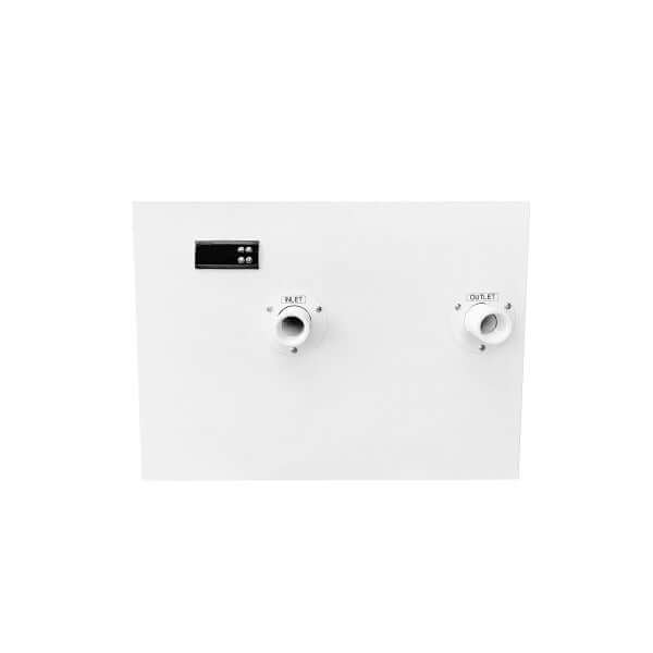 Penguin Chillers high efficiency water chiller with inlet and outlet ports in white casing