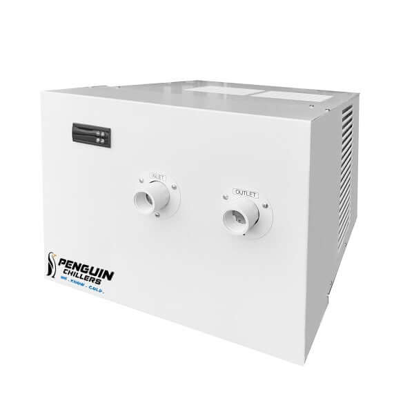 Penguin Chillers white home spa water chiller with inlet and outlet connections