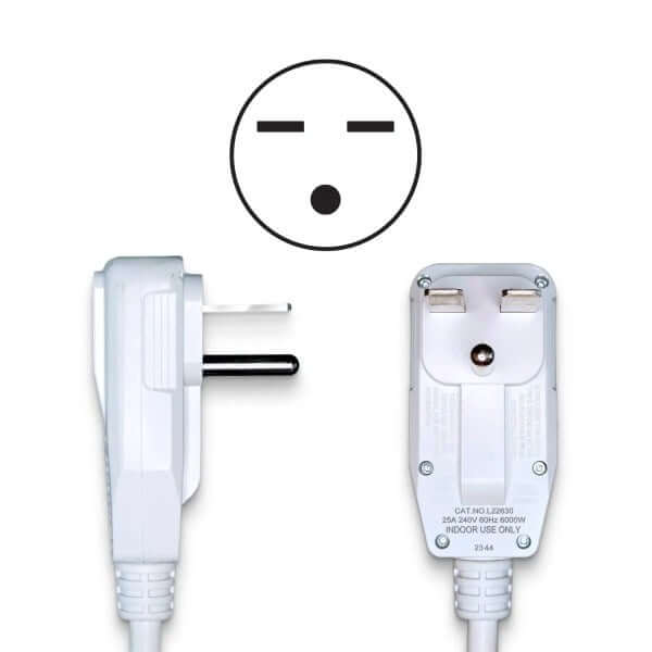 White power cord for Penguin Chillers home spa water chiller with plug and socket connectors