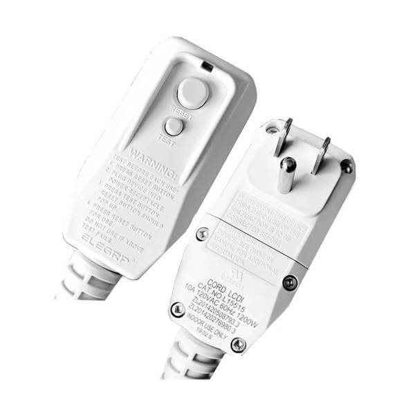 White power cord with reset and test buttons for home spa water chiller by Penguin Chillers