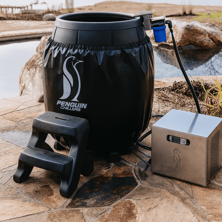 Penguin Chillers Insulated Barrel Wrap designed to keep beverages cold outdoors by poolsides