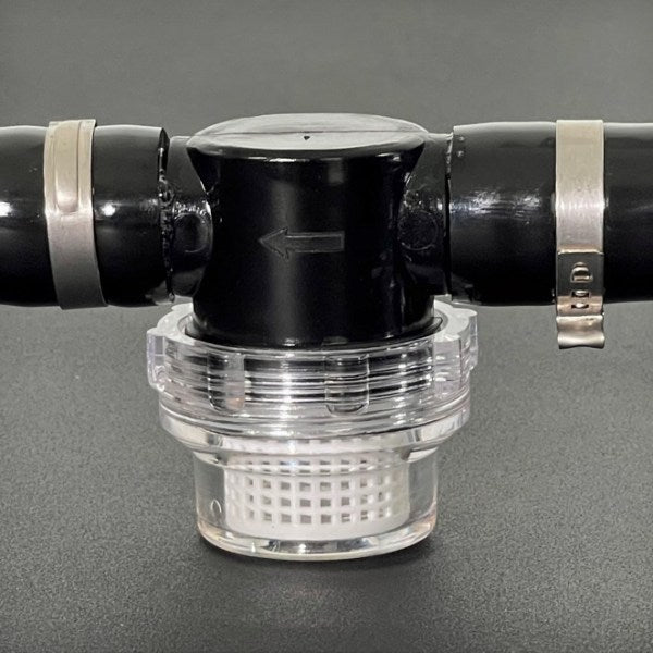 Detail view of Penguin Chillers luxury barrel chiller component featuring clear filter for optimal cooling performance