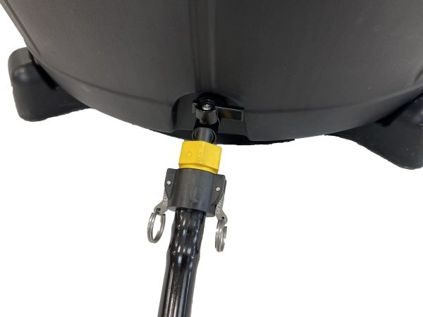 Bottom view of Penguin Chillers luxury barrel chiller with drainage valve for easy emptying
